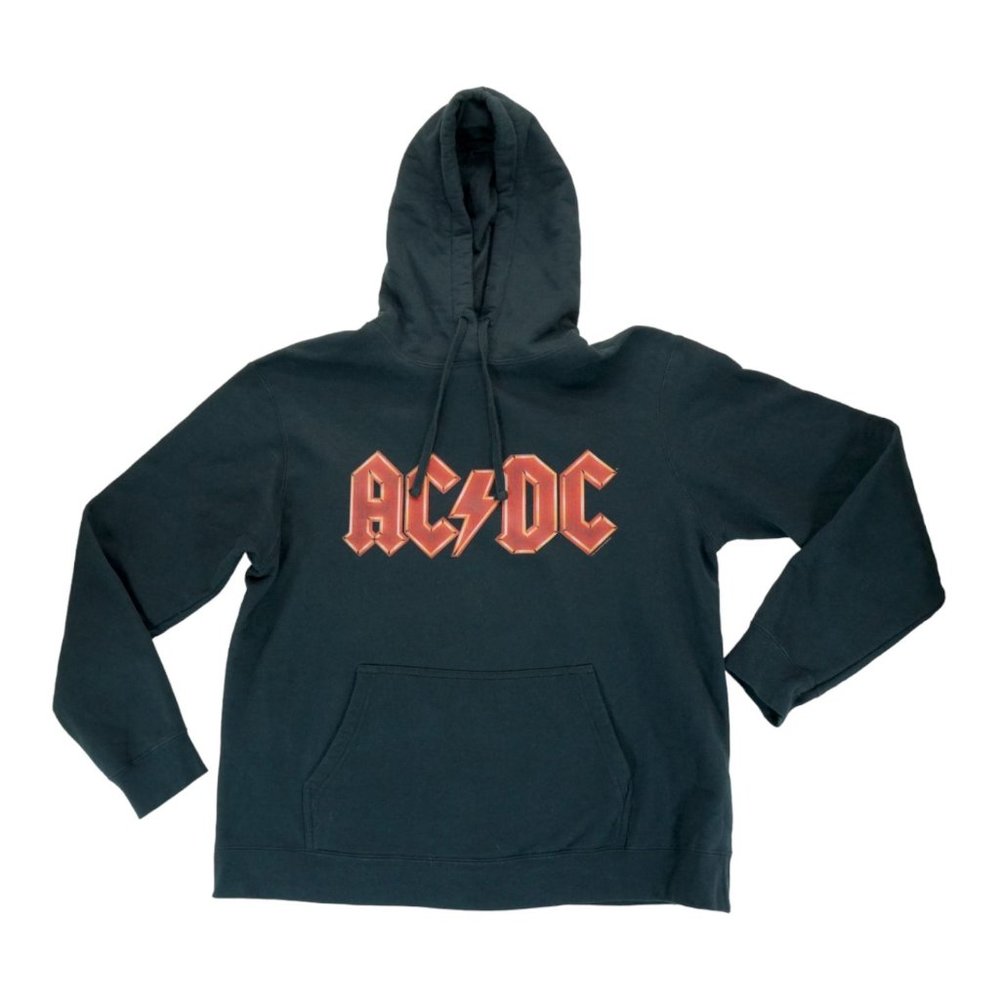 Vintage AC DC Hoodie Men Large L‎ Black Sweatshirt Sweater Band Rap Tee